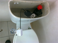 toilet repair - cistern refitted and filled for testing
